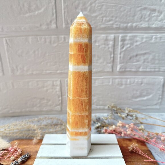 Gorgeous Orange Calcite Tower Obelisk - Picture 1 of 6